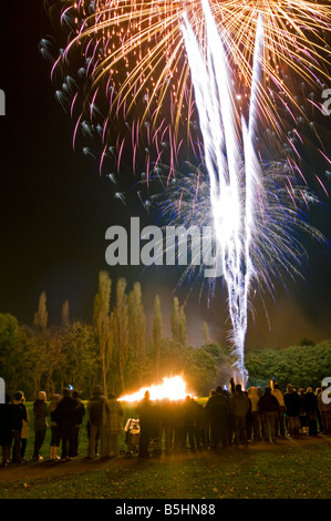 A Crowd Watching an Organised Fireworks Display in Northwich, Cheshire, England, UK Stock Photo