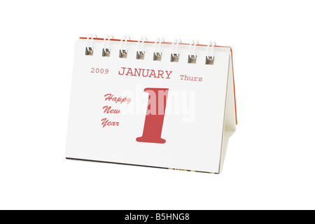 January 1 2009 shown on mini desktop calendar Stock Photo