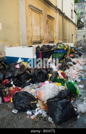 Overflowing rubbish bins Stock Photo