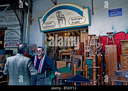 Flea market Plateia Avissynias Monastiraki is a flea market in the old town of Athens Stock Photo