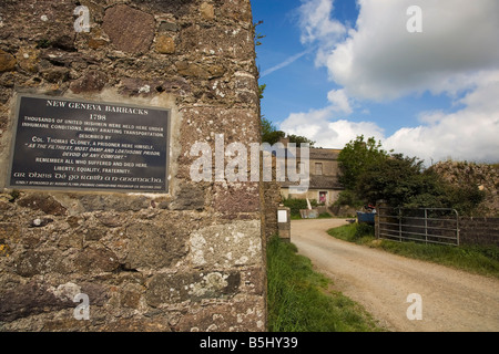 Plaque commemorating the 1798 Uprising, The Geneva BarracksTransportation Centre, Crook, County Waterford, Ireland Stock Photo