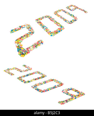 Concept for New Year with 2009 written with confettis in a modern font Stock Photo