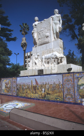 Ceramic mural and Monumento a la Confraternidad Española Argentina, Plaza España, Mendoza, Argentina Stock Photo
