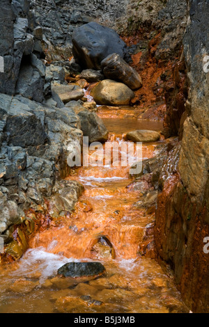 Downstream from the Cascada de Colores in the Caldera de Taburiente national park on La Palma, Canary Islands, Spain. Stock Photo