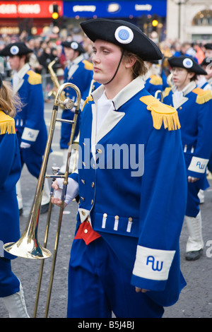 Member of a High School Marching Band performing at the London New Year's Day Parade 2007 Stock Photo