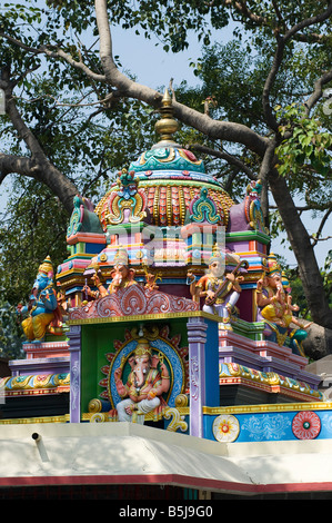 Ganesha. Hindu deities, painted statues, on a hindu temple in Banglore / Bengaluru. India Stock Photo