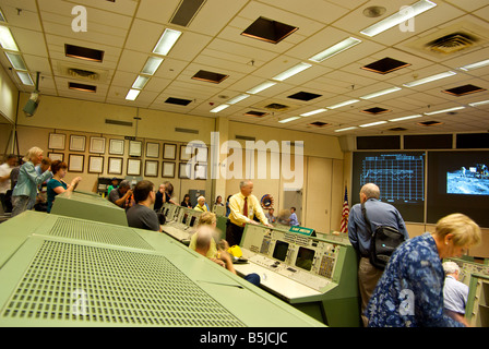 Tourists visiting the original NASA Mission Control Center at the Johnson Space Center Stock Photo