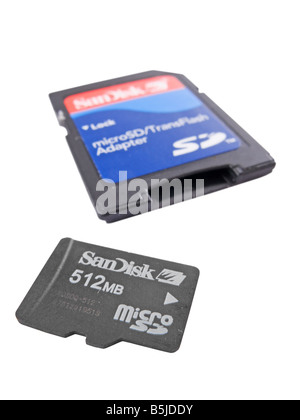Micro SD memory card and its adapter Stock Photo