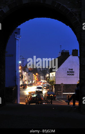 High Street from Monnow Bridge, Monmouth, Monmouthshire, Wales, UK Stock Photo