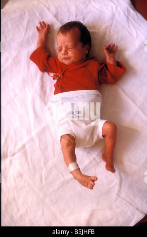 new born baby on a blanket in a hospitals maternity ward Stock Photo