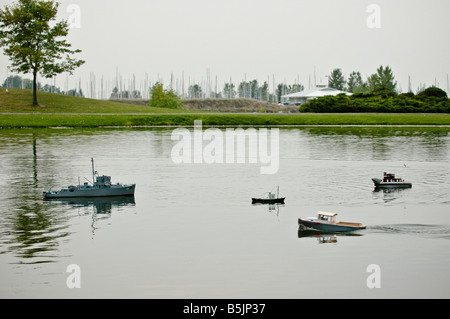 Model radio controlled boats on water. Stock Photo
