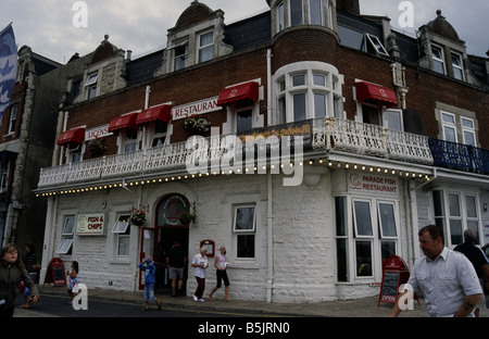 Fish and chip shop on Swanage seafront Dorset Stock Photo