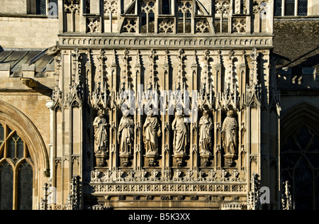 Above the portico, Gloucester Cathedral, Gloucester, England. Stock Photo