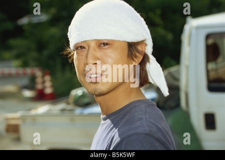 Portrait of a young Japanese carpenter Stock Photo