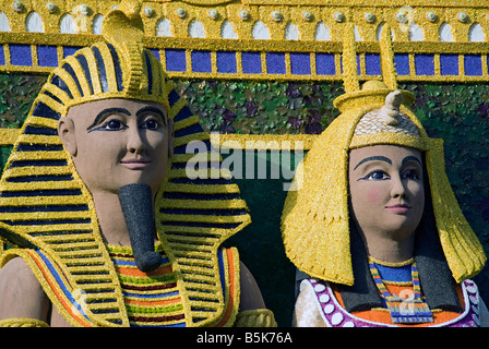 Rose Parade Float 'Celebrating Treasures of Egypt' Past Presidents' Trophy winner Cairo - Los Angeles Friendship Fiesta float Stock Photo