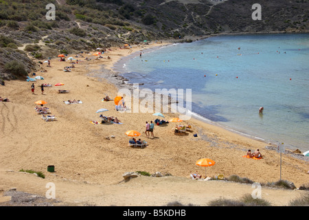 The beautiful 'golden sandy' beach of 'Ghajn Tuffieha Bay' in northwest Malta. Stock Photo