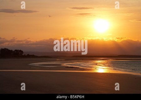 Sunset over Tahunanui Beach Nelson South Island New Zealand Stock Photo