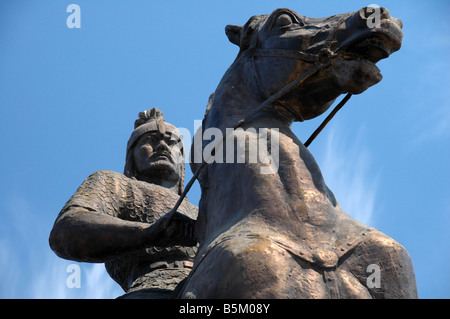 Statue of Genghis Khan in Atyrau, Kazakhstan Stock Photo