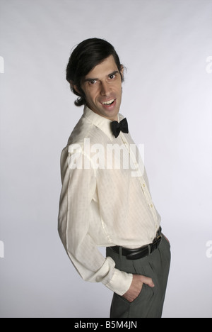 Portrait of a young man with a bow tie. Stock Photo