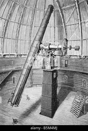 astronomy, observatory, telescope, wood engraving, 19th century, 19th ...