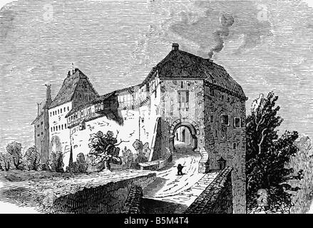 geography / travel, Germany, Eisenach, Wartburg, exterior view before 1850, Stock Photo