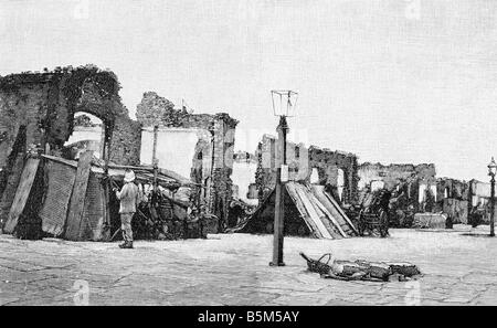 geography / travel, China, politics, Boxer Rebellion, the Rue de France in Tianjin after the capture of the city, steel engraving, Germany, 1900, Stock Photo