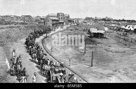 geography / travel, China, politics, Boxer Rebellion, German marine artillery in Tianjin, engraving, Germany, 1900, Stock Photo