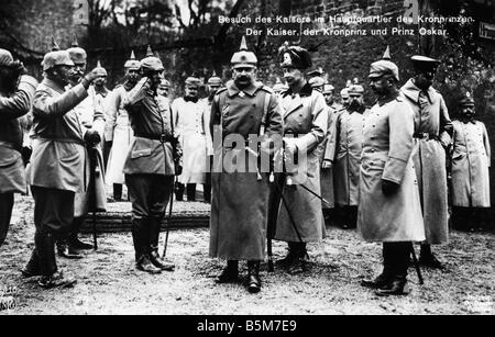 1 W46 F1916 23 Kaiser Wilhelm II with Crown Prince Wilhelm II German Kaiser 1888 1918 1859 1941 During World War One Western Fro Stock Photo