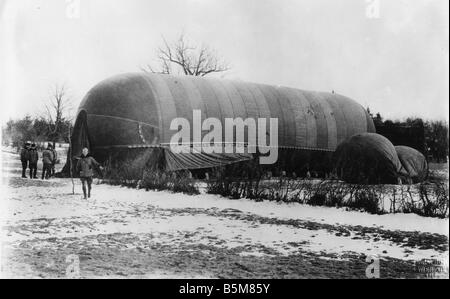 WWI Steerable Austrian airship Photo History First World War Aerial war Maneuverable Austrian airship Photo 1915 Stock Photo