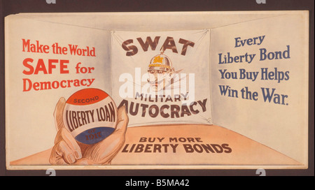 2 G55 P1 1917 32 WW I Make the World Safe Poster 1917 History World War I Propaganda Make the World Safe for Democracy Every Lib Stock Photo