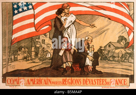 2 G55 P1 1917 51 WW I Americ War Relief in France Poster History World War I Propaganda Comite Americain pour les Regions Devast Stock Photo