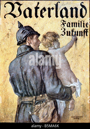 2 G55 P1 1918 5 E German war loan poster World War I History World War I Propaganda Fatherland Family Future Austrian postcard c Stock Photo