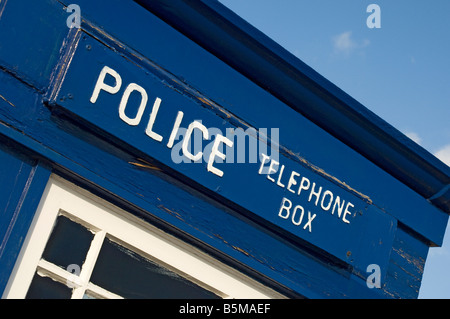 Old police telephone box close up Scarborough North Yorkshire England UK United Kingdom GB Great Britain Stock Photo