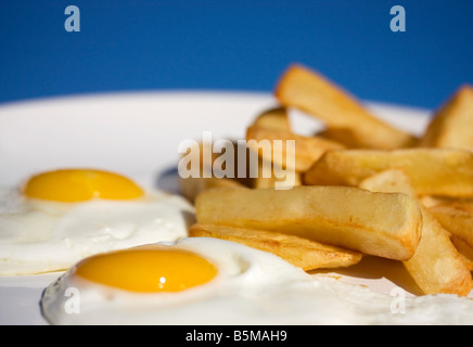 Plate of Eggs and Chips Stock Photo