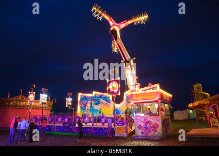 The Equinox ride (A KMG spin ride) at a fun fair (specifically 'The Hoppings' annual fair on Newcastle Town Moor) Stock Photo