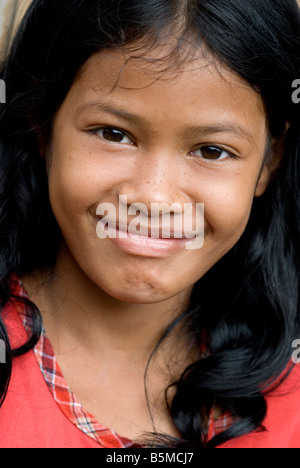 Cambodia Kompong Chhnang girl in market Stock Photo