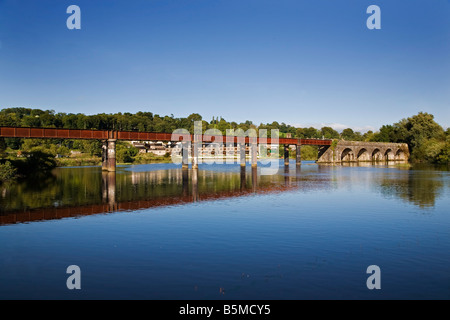 The Blackwater River and old the Railway Bridge, Cappoquin, County Waterford, Ireland Stock Photo