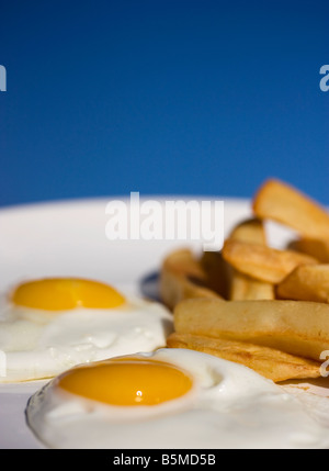 Plate of Eggs and Chips Stock Photo