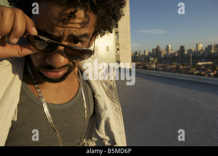A young man wearing sunglasses Stock Photo