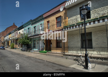 Montreal typical street Plateau Mont Royal Stock Photo