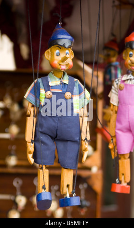 wooden toy puppet marionette string controled pinocchio Stock Photo