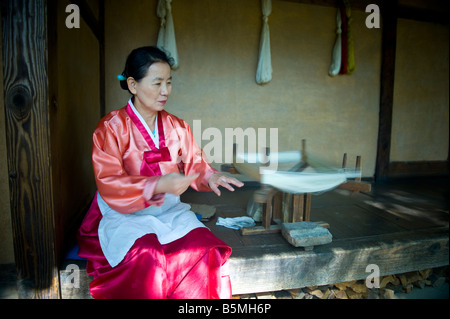 A knitting Korean Lady Stock Photo