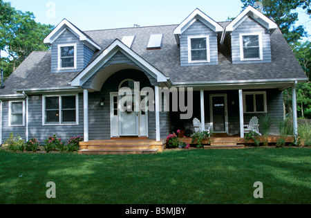 Two-story House exterior and lawn, USA Stock Photo