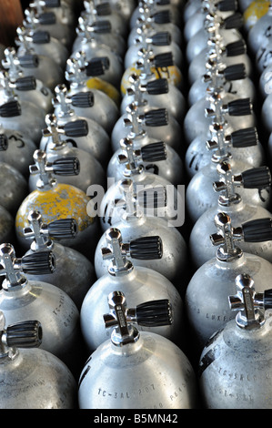Scuba diving air cylinders Stock Photo