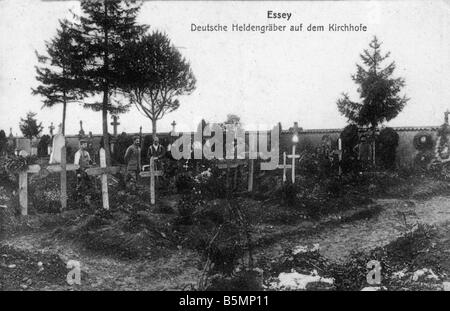 9 1914 0 0 A10 4 Essey German Hero Graves World War 1 Western Front Essey German Hero Graves in the churchyard Photo postcard Fr Stock Photo