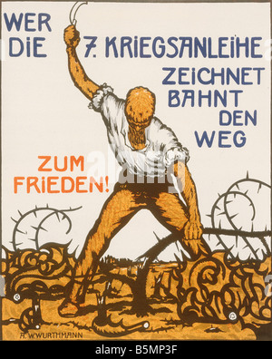 9 1914 0 0 E1 11 7th War Loan Campaign Poster Wurthmann First World War 1914 18 War Loans Bonds issued by the German Empire to r Stock Photo