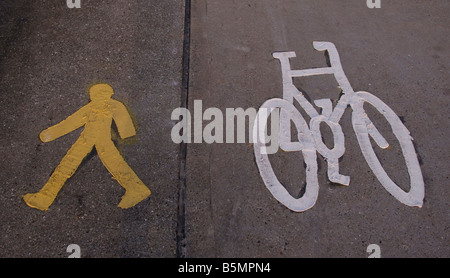 Pedestrian and shared Cycle way in UK Stock Photo