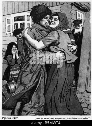 9RD 1917 4 8 C1 Revolution 1917 Cartoon Lustige Bl tt Russia Great War and Revolution of 1917 Easter Kiss 1917 Ivan so your offi Stock Photo