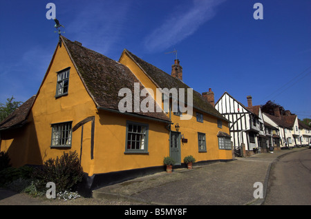 Very old houses in the historic suffolk village of Kersey Stock Photo