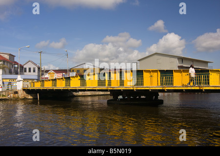 BELIZE CITY BELIZE The swing bridge on Haulover Creek in the center of downtown Belize City Stock Photo